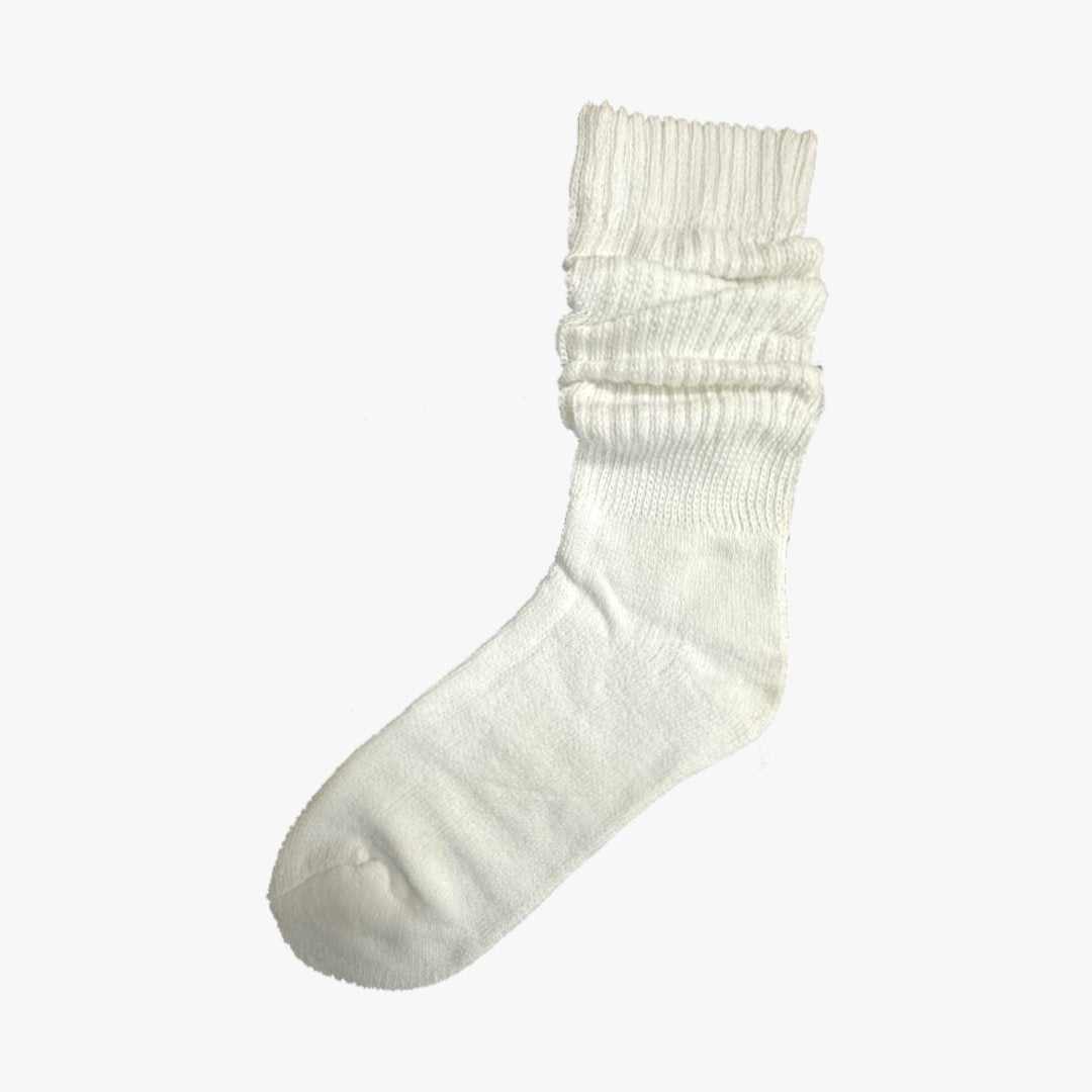 LADIES KNEE HIGH SLOUCH SOCKS 9-11 WHITE - 2101