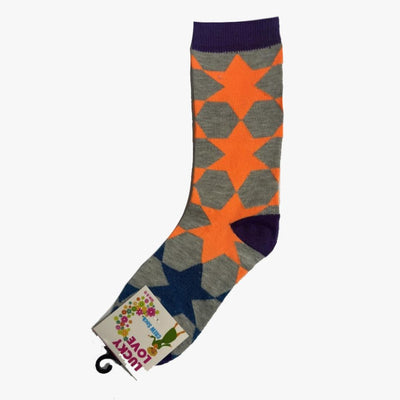 WHOLESALE LADIES FASHION SOCKS LUCKY LOVE CREW GEOMETRIC (C11) ASSORTED - 2369