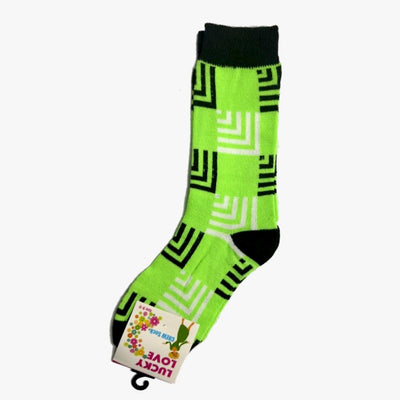 WHOLESALE LADIES SOCKS LUCKY LOVE CREW MAZE NEON (C-10) ASSORTED - 2374