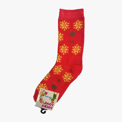 WHOLESALE LADIES LUCKY LOVE CREW SOCKS SNOWFLAKE (C-05) ASSORTED - 2387