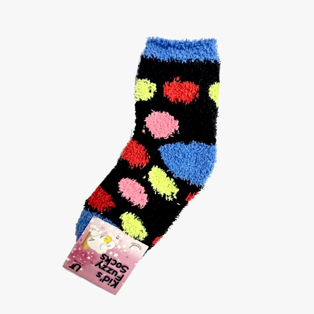 WHOLESALE UNITED TEXTILE KIDS WARM FUZZY SOCKS POLKA DOTS (33030) ASSORTED - 2423