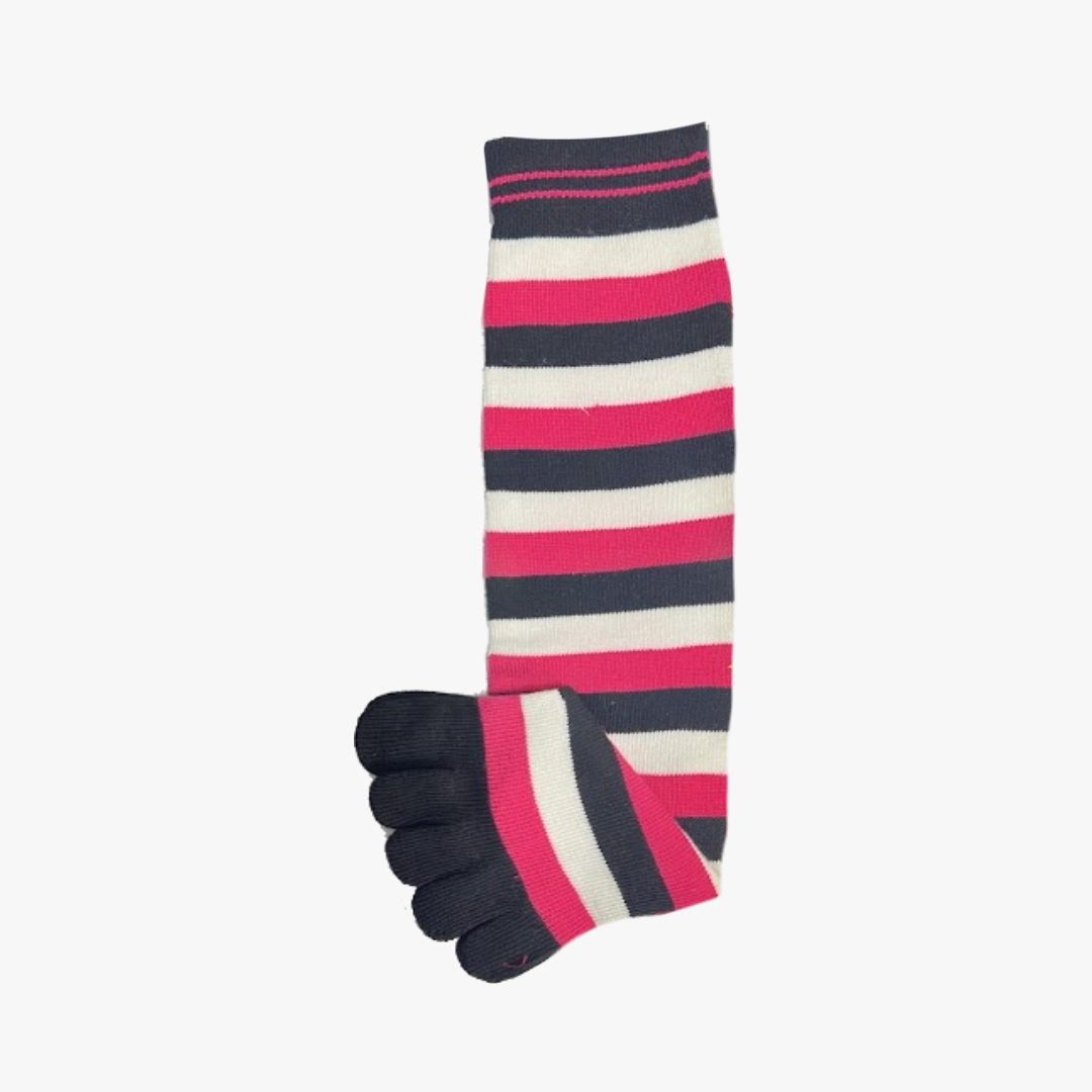 LADIES TOE SOCKS 9-11 STRIPPED ASSORTED 12 PACK - 2431