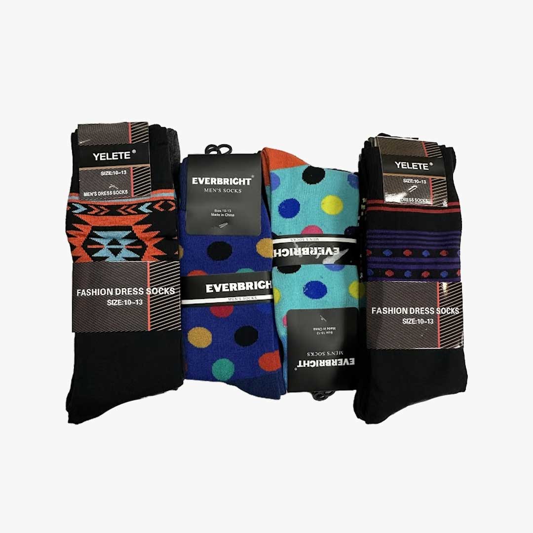 YELETE MEN FASHION DRESS SOCKS 12 PACK 10-13 (513DS027) - 2710