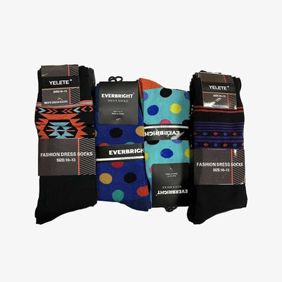 YELETE MEN FASHION DRESS SOCKS 12 PACK 10-13 (513DS027) - 2710