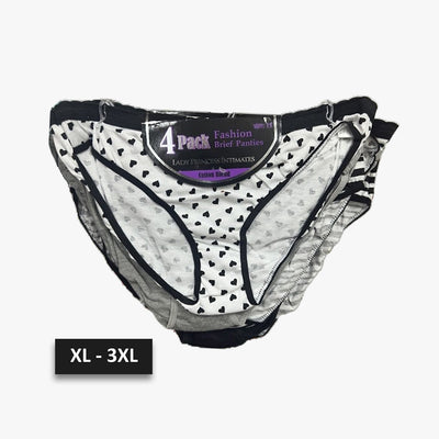 4-PK LADIES PRINCESS INTEMATE UNDERWEAR XL-3XL (BF0504) ASSORTED - 3187