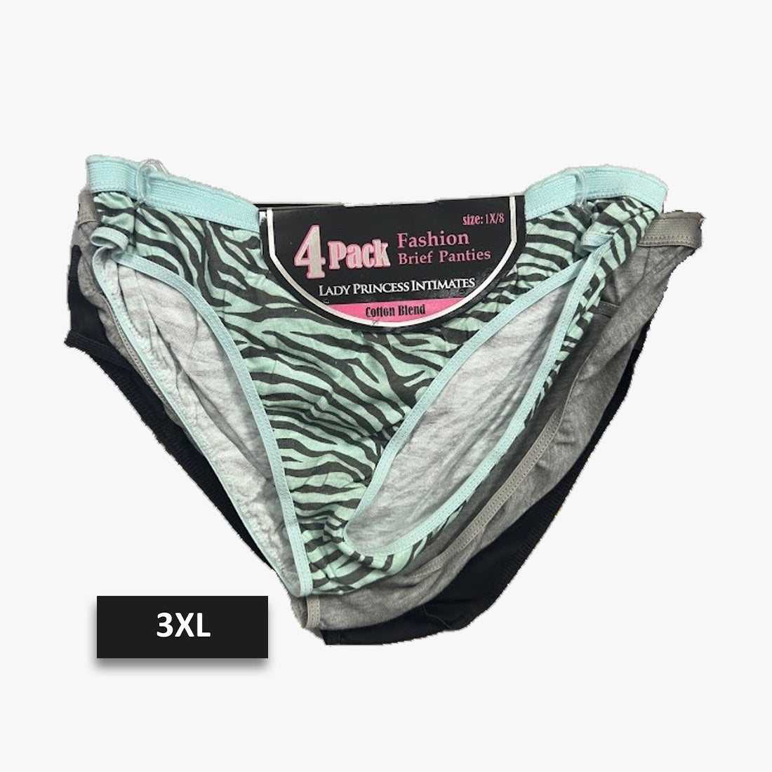 4-PK LADIES PRINCESS INTEMATE UNDERWEAR XL-3XL (BFHY00011) ASSORTED - 3190