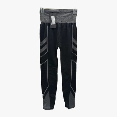 LADIES LEGGING NEW YORK YOGA PANTS BLACK GREY (U229)- 3532