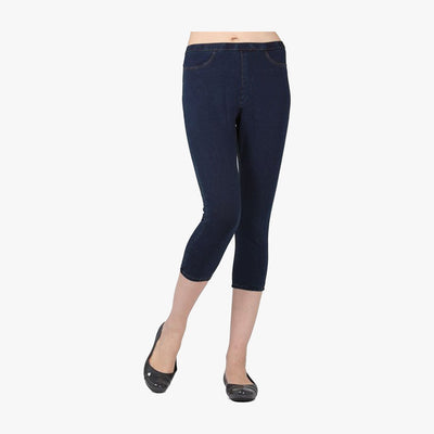 LADIES JEANS LOOK LEGGINGS ONE SIZE CAPRI (ZRUCCI) ASSORTED COLORS - 3614