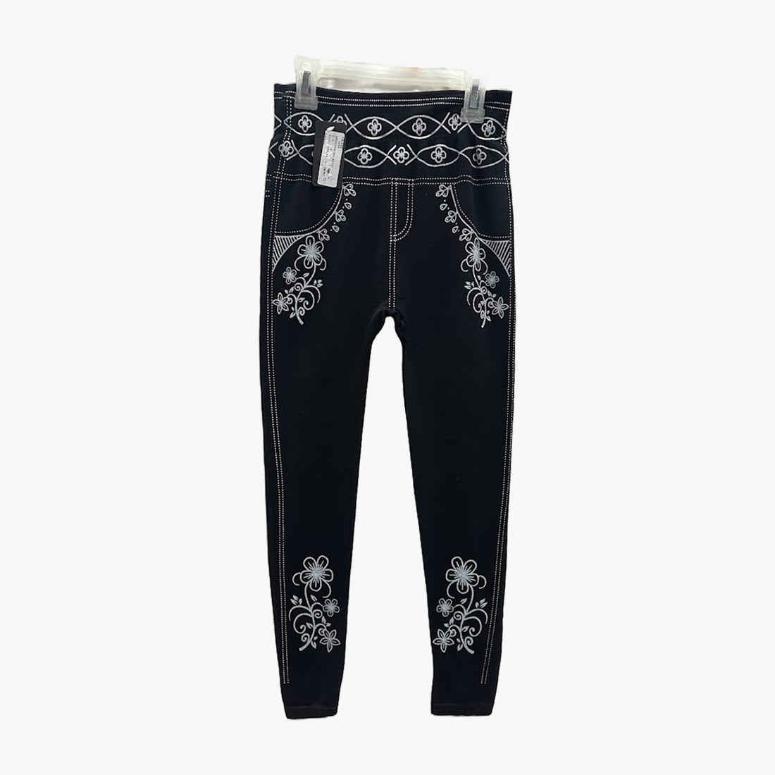 LADIES J&W HIGH WAIST LEGGING PANTS ONE SIZE BLACK HY-1802 (BLACK) - 3654