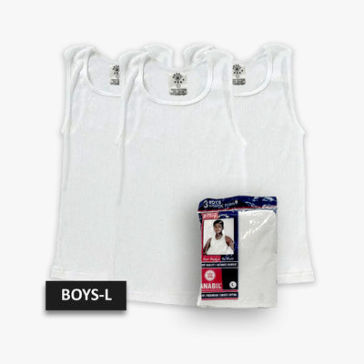 3-PK BOYS ANABIL ATHLETIC A-SHIRTS LARGE WHITE - 4160