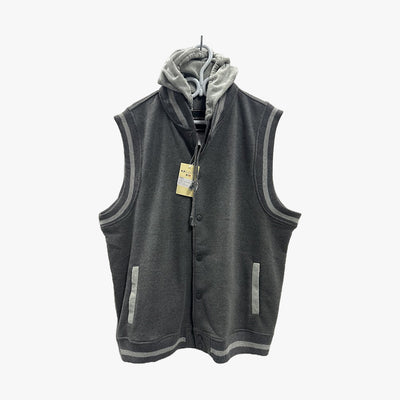 MEN FLEECE HOODIED VEST K.KOLLECTION LARGE-3XL CHARCOAL - 5431