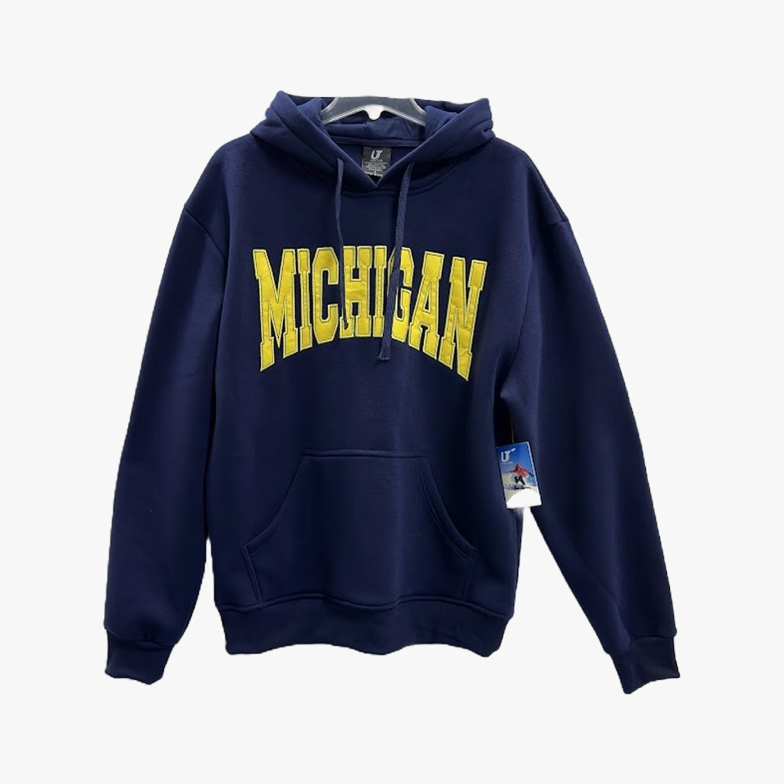 UNITED TEXTILE MICHIGAN LOGO HIGH QUALITY PULLOVER HOODIE WITH DRAWSTRING (NAV/YELLW) - 4971