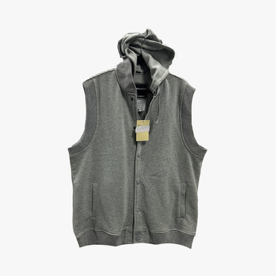 MEN FLEECE HOODIED VEST K.KOLLECTION LARGE-3XL GREY - 5433