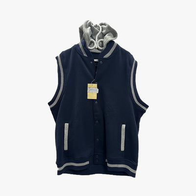MEN FLEECE HOODIED VEST K.KOLLECTION LARGE-3XL NAVY - 5434