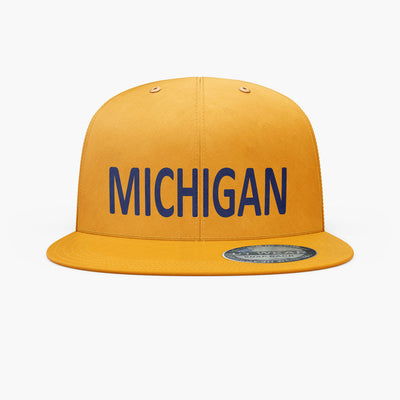 FLAT MICHIGAN LOGO UNITED-WEAR SNAPBACK CAPS ASSORTED GOLD AND NAVY - 60250123