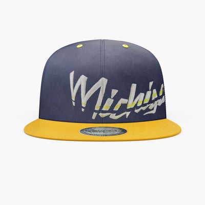 MICHIGAN UNITED WEAR FLAT SNAPBACK CAP NAVY YELLOW VISOR - 60250124