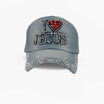 I LOVE JESUS RHINESTONES FASHION LADIES JEANS CAP ASSORTED - 60250185