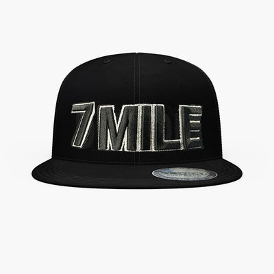 7-MILE LOGO FLAT UNITED-WEAR WHOLESALE SNAPBACK CAPS ASSORTED BLACK & WHITE - 6006