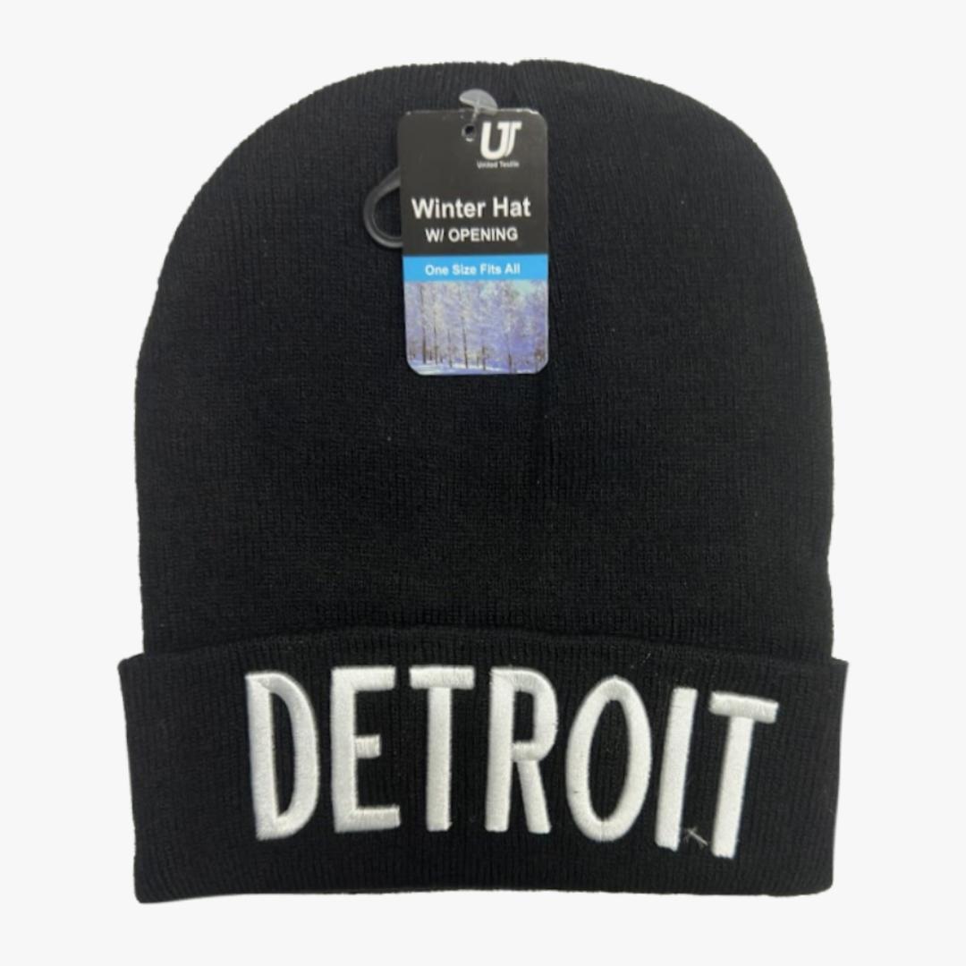 DETROIT LOGO WHOLESALE FOLDABLE KNIT WARM WINTER HATS - 6041