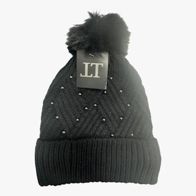 LADIES KNIT WINTER FASHION HAT WITH PEARLS (H511) - 6587
