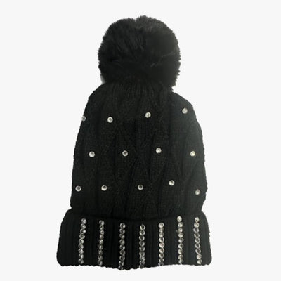 LADIES KNIT WINTER FASHION HAT STONES (H522) - 6590
