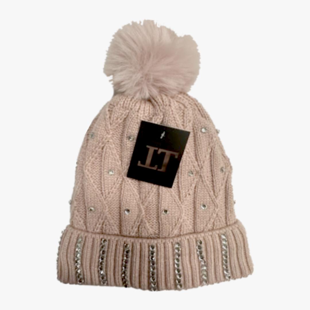 LADIES KNIT WINTER FASHION HAT STONES (H522) - 6590