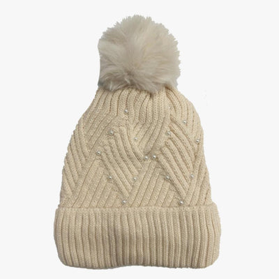 LADIES WINTER FASHION HAT WITH PEARLS (H512) ASSORTED - 6586