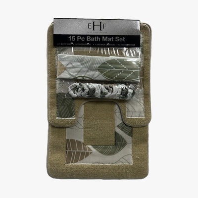 EHF 15 PC STANDARD BATH MAT SET ASSORTED COLORS - 7745