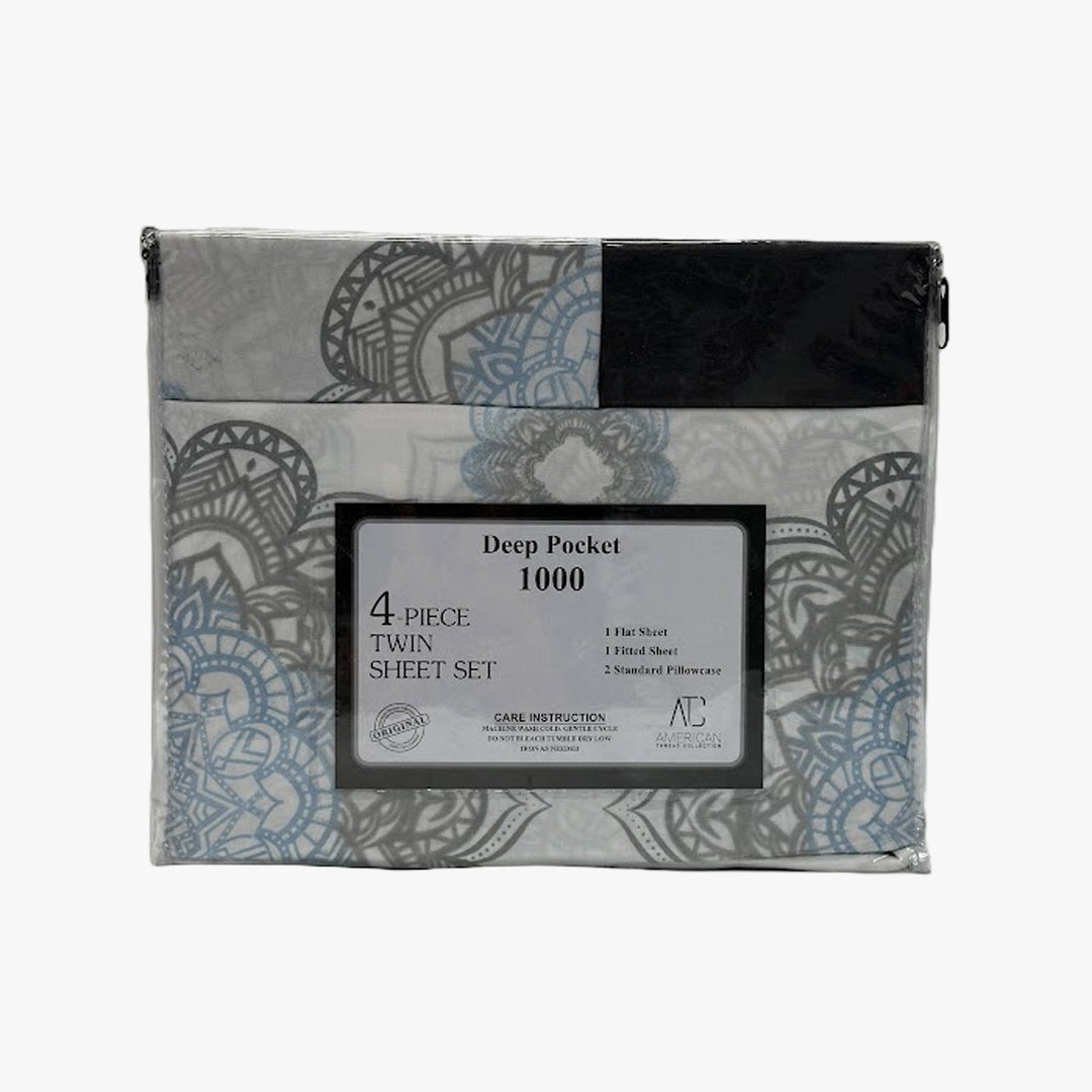 AMERICAN THREAD COLLECTION 4-PC TWIN SHEET SET DEEP POCKETS 1000 - 8014