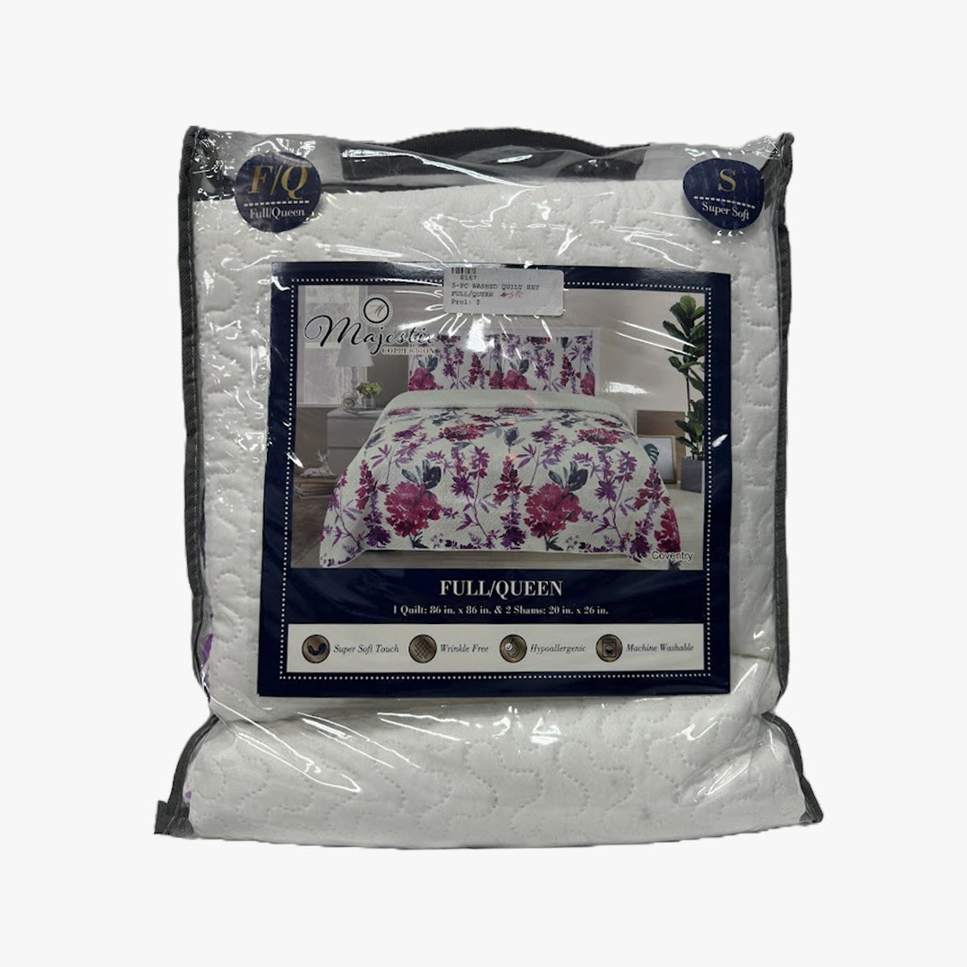 3-PC MAJESTIC COLLECTION QUILTED FULL/QUEEN SIZE BED COVER SET ASSORTED - 8167