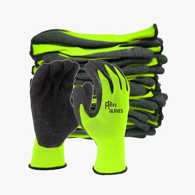 REXY-GLOVE LATEX PALM CRINKLE COATED POLYESTER PREMIUM WORK GLOVES - 8331