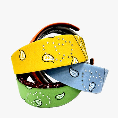 WHOLESALE COLORFUL BANDANA HEADBAND WITH REIGHSTONES ASSORTED - 6102