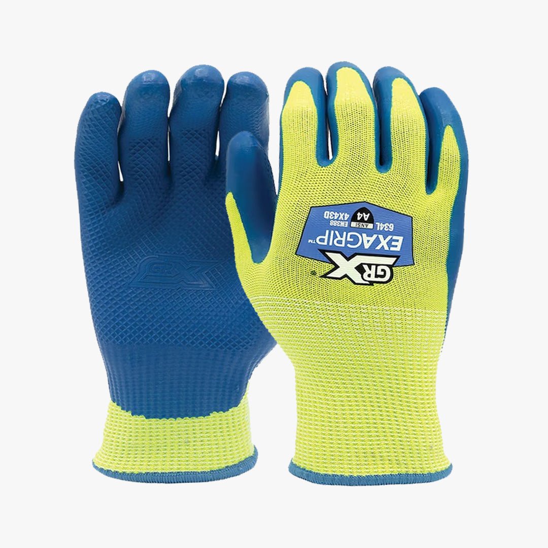 GRX-EXAGRIP CUT RESISTANT LATEX COATED EXTRA GRIP PREMIUM WORK GLOVES - 8329