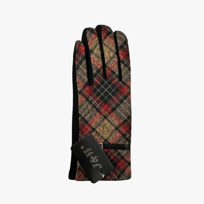 PLAID FLEECE LINED WOMEN WINTER GLOVES J AND W FASHION (HY-7983) - 6853