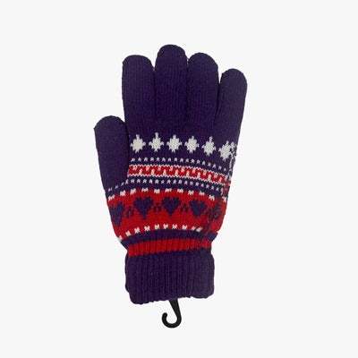 WINTER THICK KNIT WOMEN GLOVES (HEARTS) ASSORTED COLORS (24332) - 6870