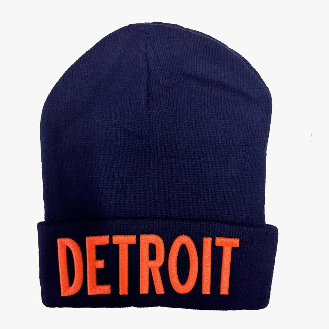 DETROIT LOGO WHOLESALE FOLDABLE KNIT WARM WINTER HATS - 6041