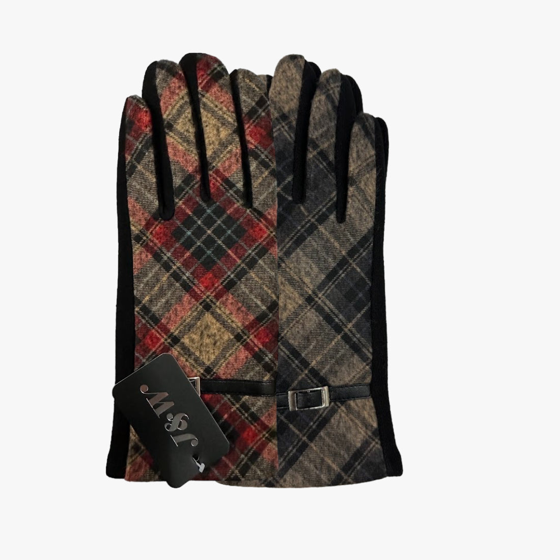 PLAID FLEECE LINED WOMEN WINTER GLOVES J AND W FASHION (HY-7983) - 6853