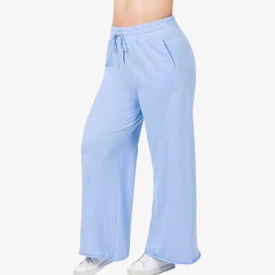 WHOLESALE COTTON FRENCH TERRY WIDE LEG TRACK PANTS S.CHRISTINA COLLECTION ASSORTED COLORS - 469268