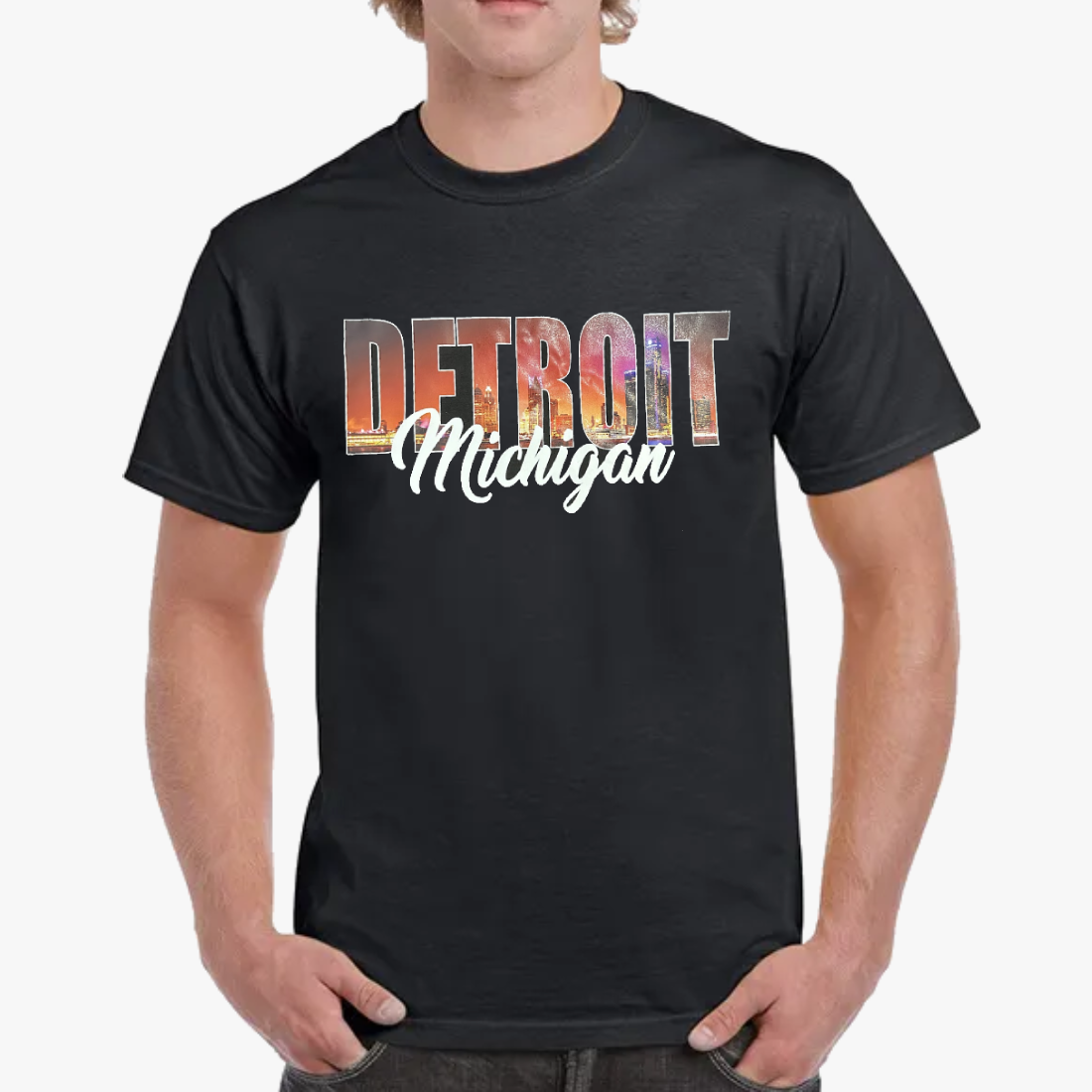 DETROIT MICHIGAN GRAPHIC WHOLESALE COTTON TEES ASSORTED SIZES MEDIUM TO 2XL
