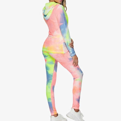 WOMEN 2-PIECE DIY LONG SLEEVE FULL ZIP HOODIE AND LEGGING PANTS SET - 37901