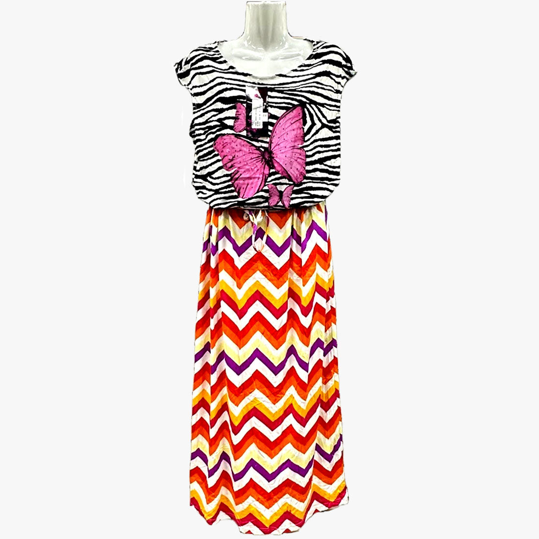 ZEBRA PRINT & CHEVRON MIX WHOLESALE MAXI SUNDRESS ASSORTED COLORS - 670121