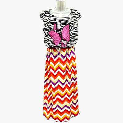 ZEBRA PRINT & CHEVRON MIX WHOLESALE MAXI SUNDRESS ASSORTED COLORS - 670121