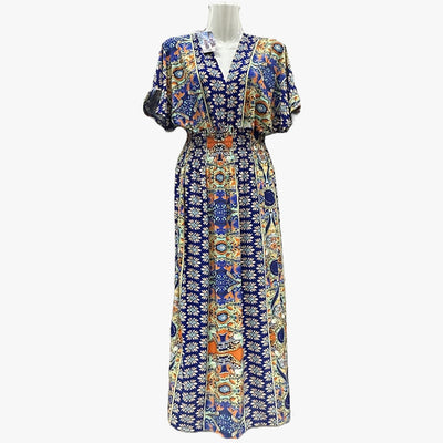 BOLD VIBRANT BOHEMIAN MAXI SUNDRESS ASSORTED COLORS - 670127