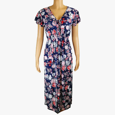 ELEGANCE FLORAL WRAP MAXI DRESS ASSORTED COLORS - 670129