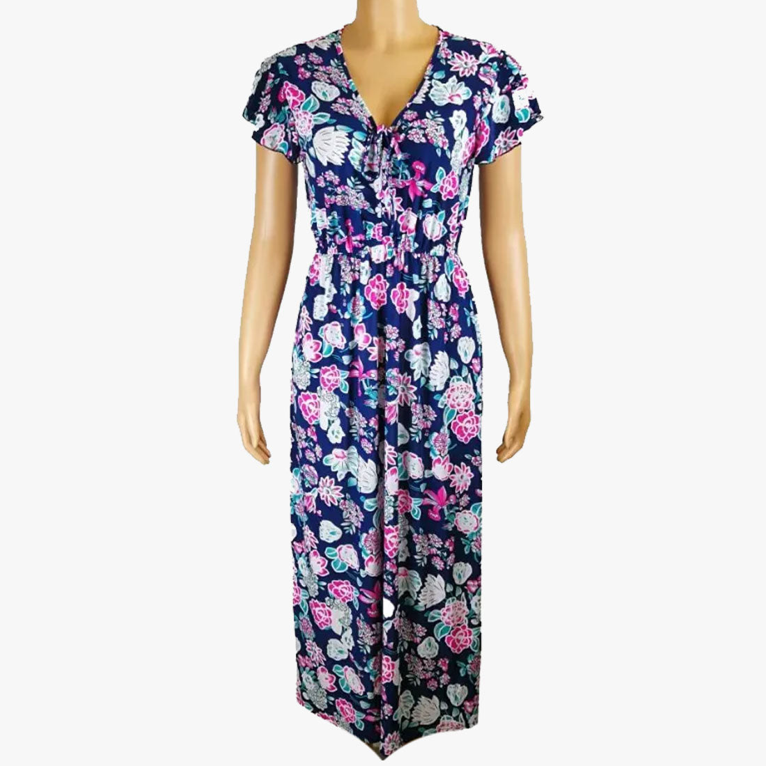 ELEGANCE FLORAL WRAP MAXI DRESS ASSORTED COLORS - 670129