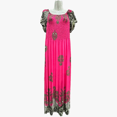WHOLESALE VIBRANT BOHEMIAN MAXI DRESS ASSORTED COLORS - 670132