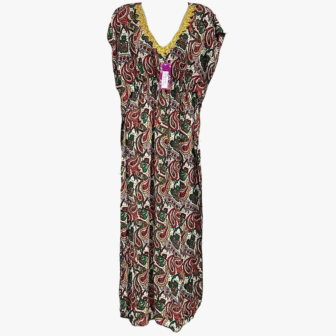 VIBRANT PAISLEY V-NECK MAXI DRESS (HY-3290) - 3747