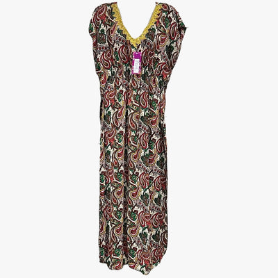 VIBRANT PAISLEY V-NECK MAXI DRESS (HY-3290) - 3747
