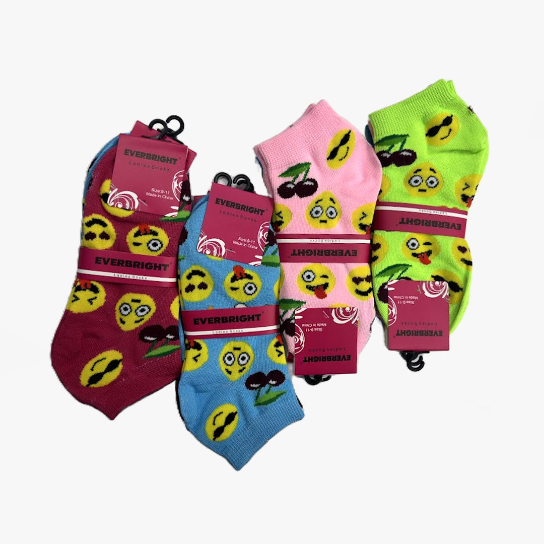 WHOLESALE WOMEN EVERBRIGHT LOWCUT FASION SOCKS SMILEY FACES (120902) ASSORTED - 2081-3