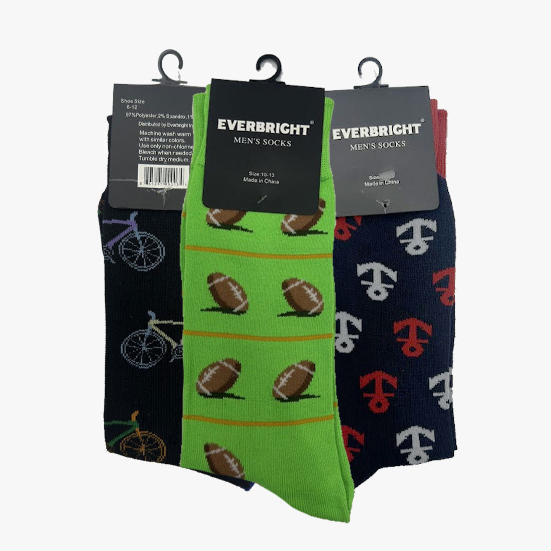 EVERBRIGHT MEN FASHION DRESS SOCKS 12 PACK 10-13 (EBMZ-923) - 2718